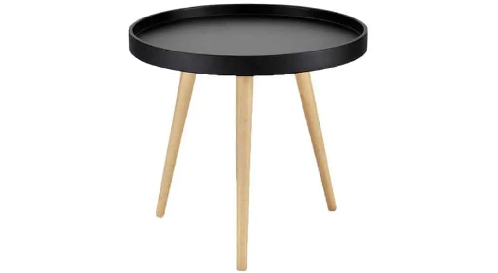Opus – Sort bakkebord med ben i bøg (Ø50 cm)
