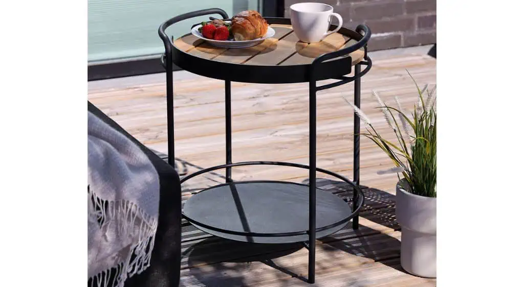 Patio Serving Table – Udendørs serveringsbord med bakke i teaktræ