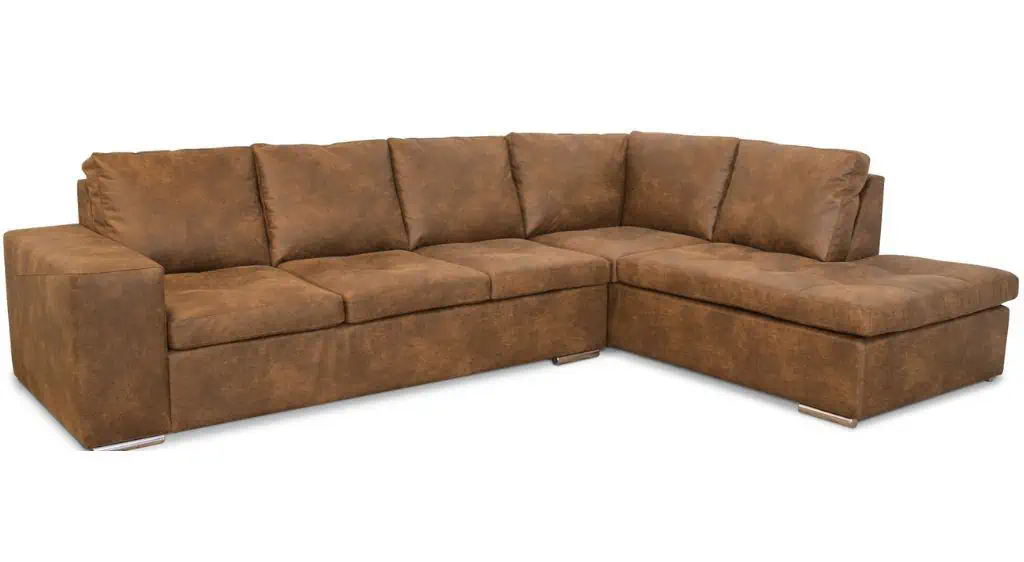 Sofa med chaiselong - 70% cognac-farvet læder