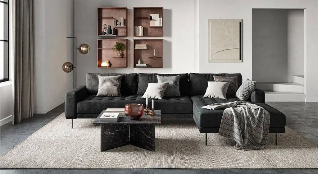 Rouge XL - Velour-sofa med kæmpe chaiselong