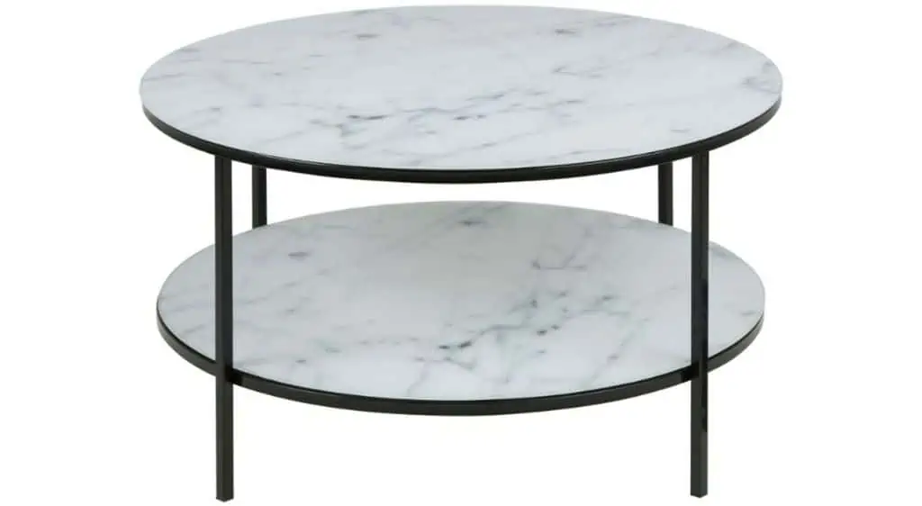 Sofabord med hvidt marmor-look & sorte ben
