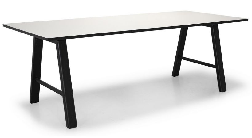 Spisebord i hvid laminat & sort bøg