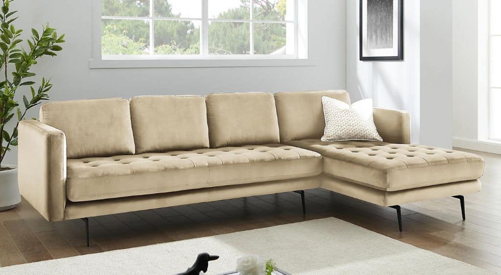 Stor, dyb og moderne sofa med chaiselong - Beige